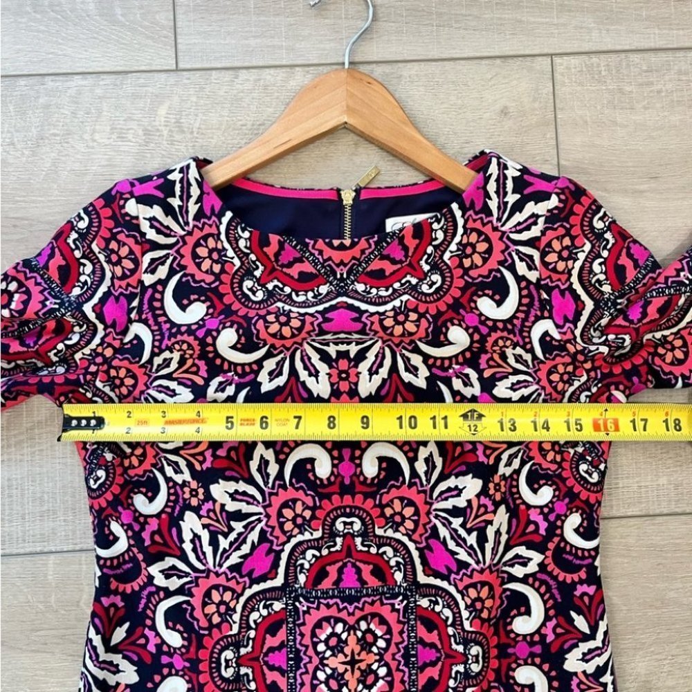 ELIZA J vibrant damask print sheath mini dress with back zipper size 2 petite - Picture 8 of 11